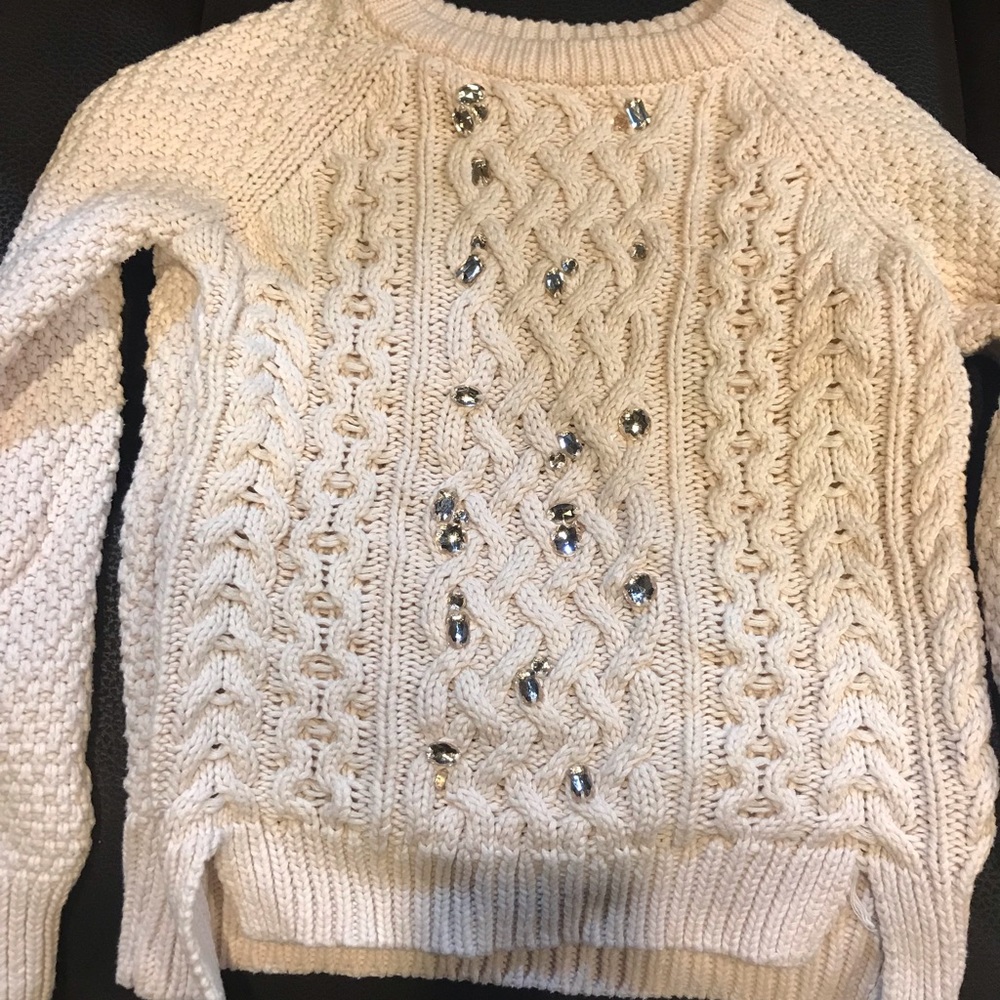 Light pink studded cable knit sweater